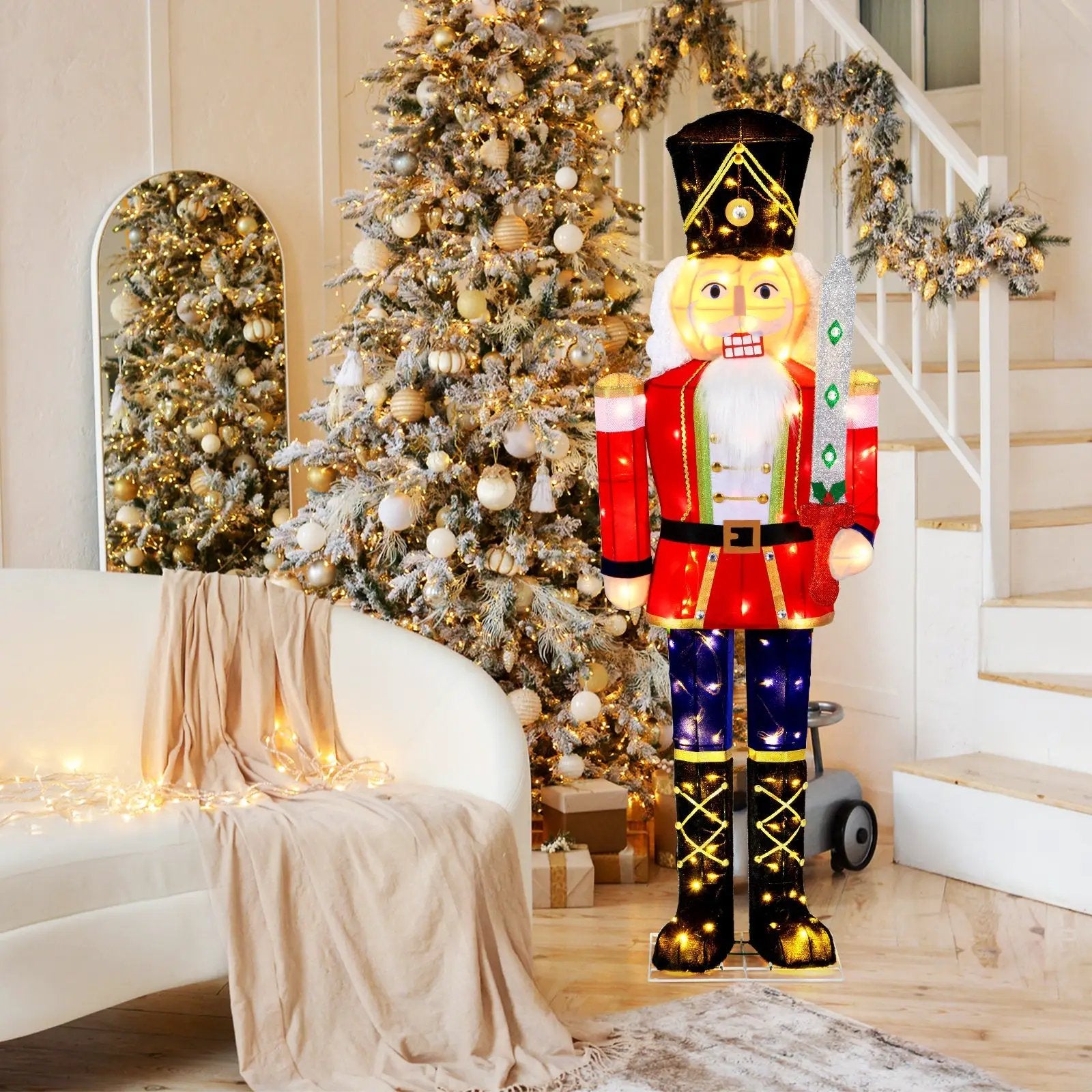 Set of 2 5 FT Christmas Nutcracker Outdoor Christmas Decoration with Glitter Sword by DirectDeals
