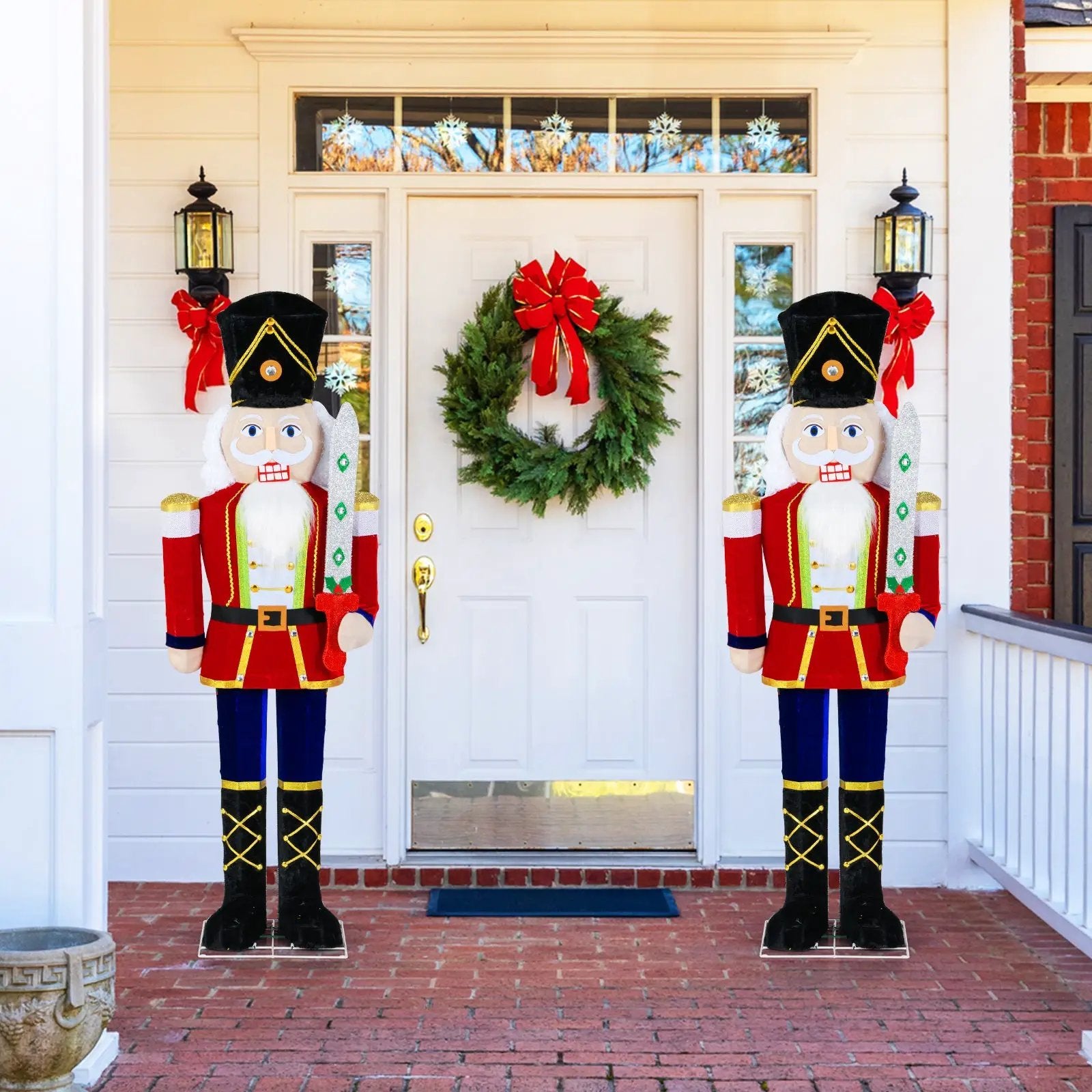 Set of 2 5 FT Christmas Nutcracker Outdoor Christmas Decoration with Glitter Sword by DirectDeals