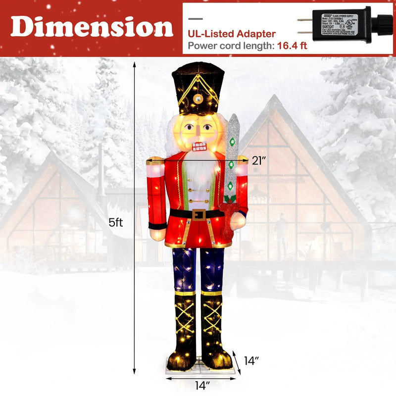 Set of 2 5 FT Christmas Nutcracker Outdoor Christmas Decoration with Glitter Sword by DirectDeals