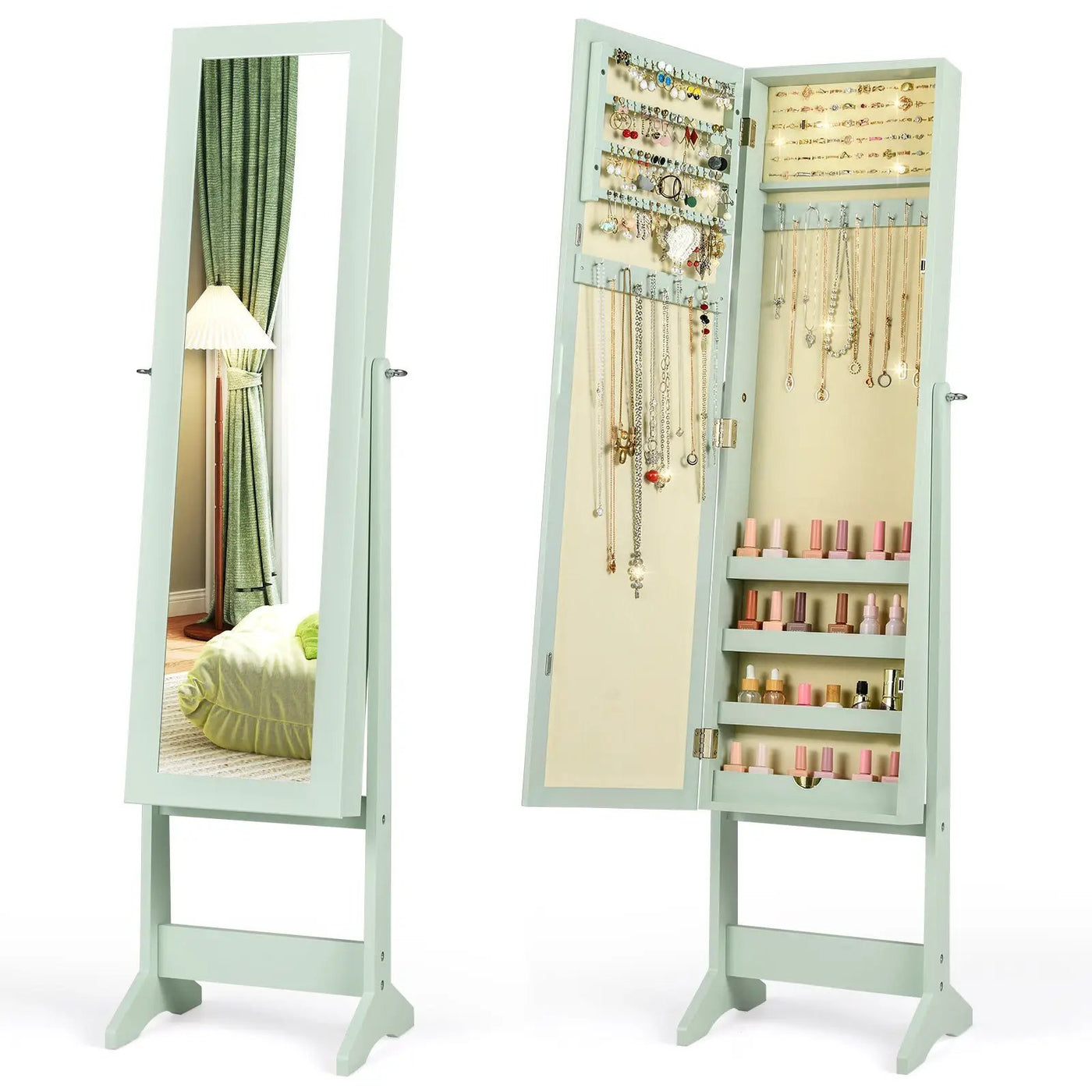 Mirrored Standing Jewelry Cabinet Storage Box by DirectDeals