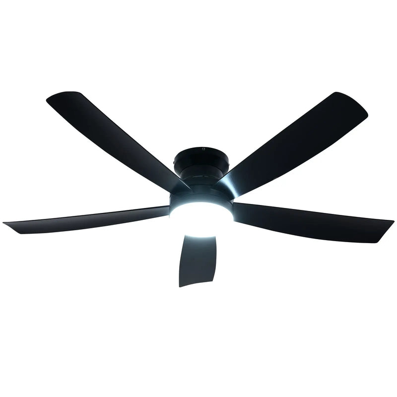 52 Inch Ceiling Fan with Lights and Remote Control with 6 Speeds-Black by DirectDeals