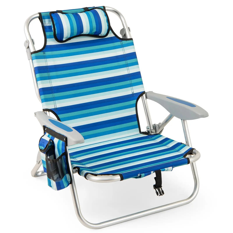 Folding Beach Chair with 4-Position Adjustable Backrest by DirectDeals