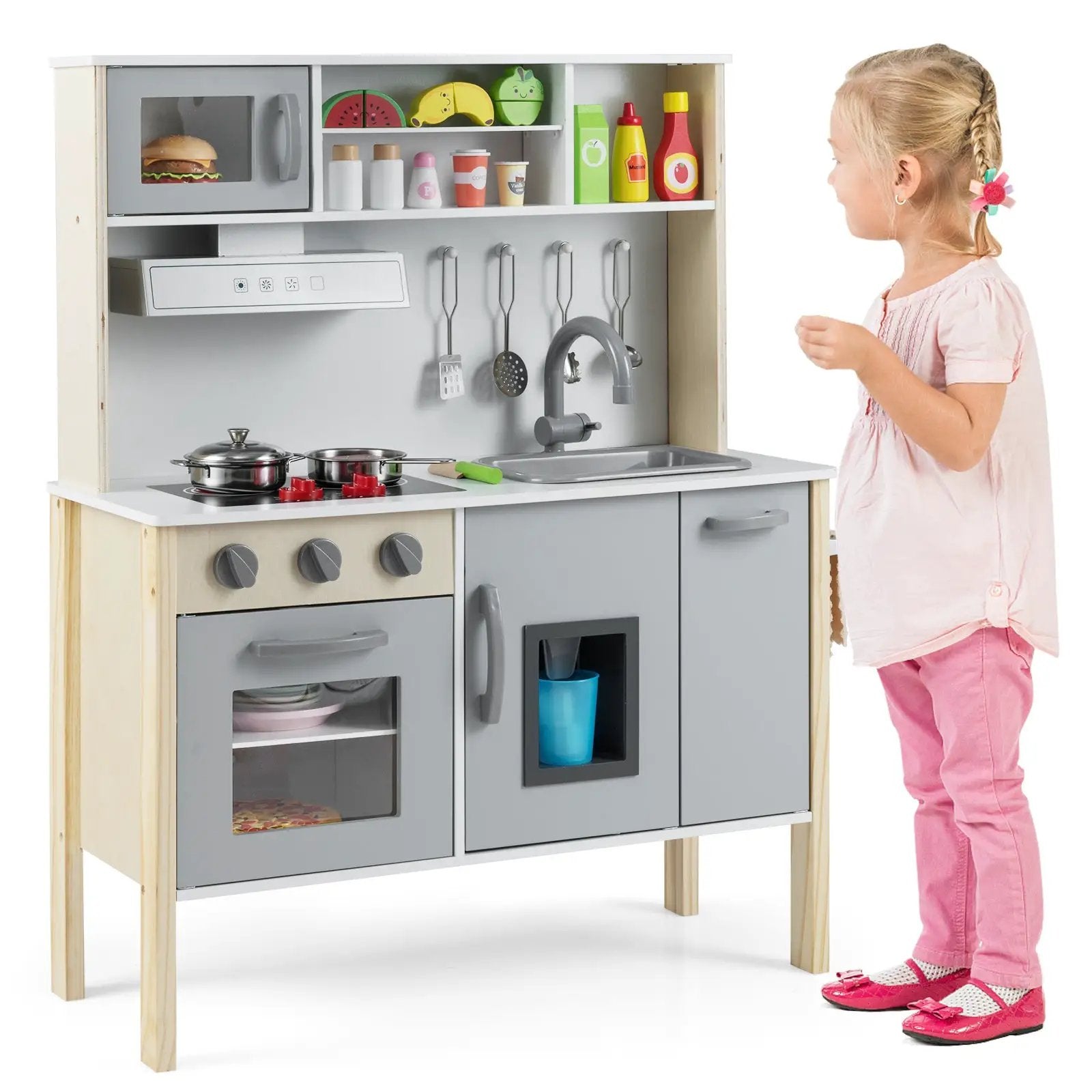 Wooden Pretend Play Kitchen Set for Toddlers by DirectDeals