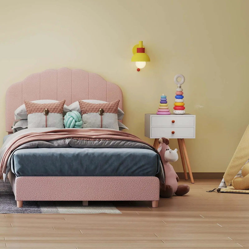Children’s Room Furniture Bundle: Twin Pink Bed Blue & Pink Rocking Chairs Storage End Table by DirectDeals
