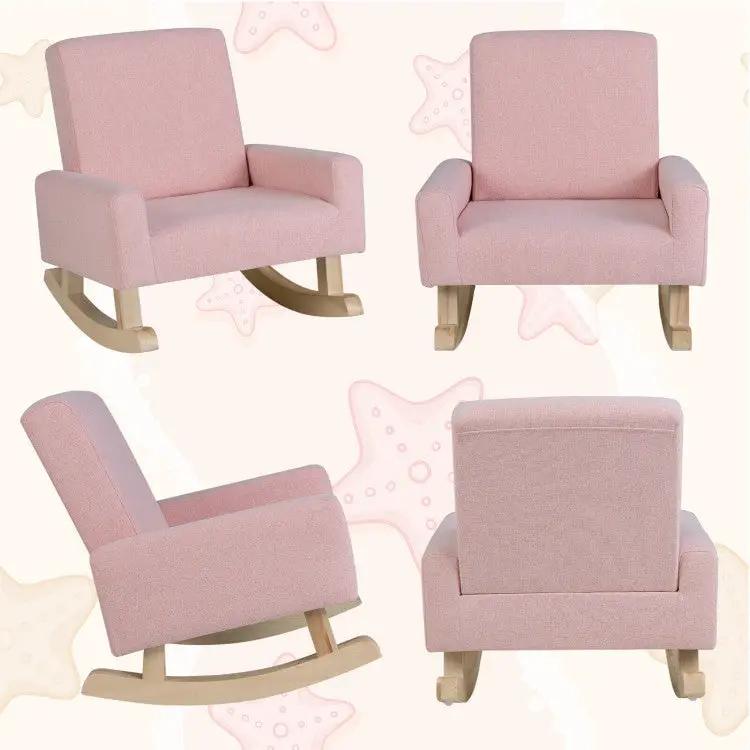 Children’s Room Furniture Bundle: Twin Pink Bed Blue & Pink Rocking Chairs Storage End Table by DirectDeals
