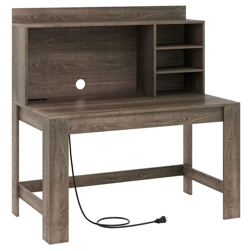 Modern Computer Desk with Hutch and Storage Shelves by DirectDeals