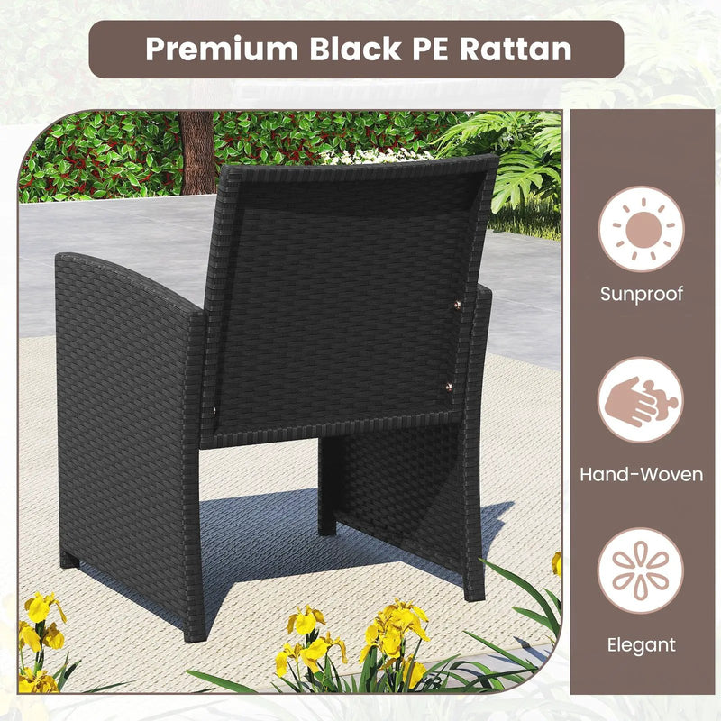 4 Pieces Patio Furniture Set with Tempered Glass Tabletop and Removable Cushion by DirectDeals