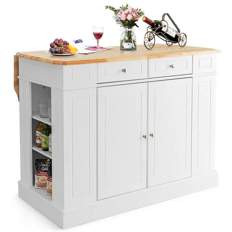 3-Piece Kitchen Furniture Set: Kitchen Island + 2 Bar Stools + Narrow Storage Cart by DirectDeals