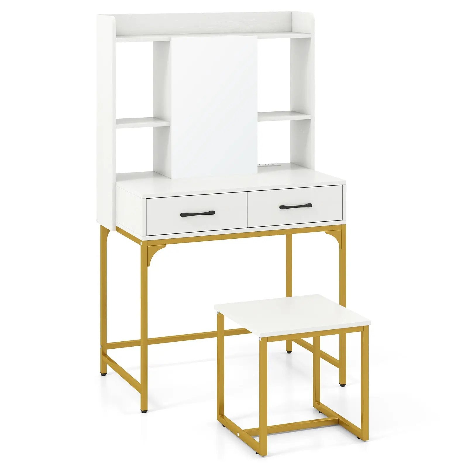 Vanity Desk with Storage Drawers and Charging Station by DirectDeals