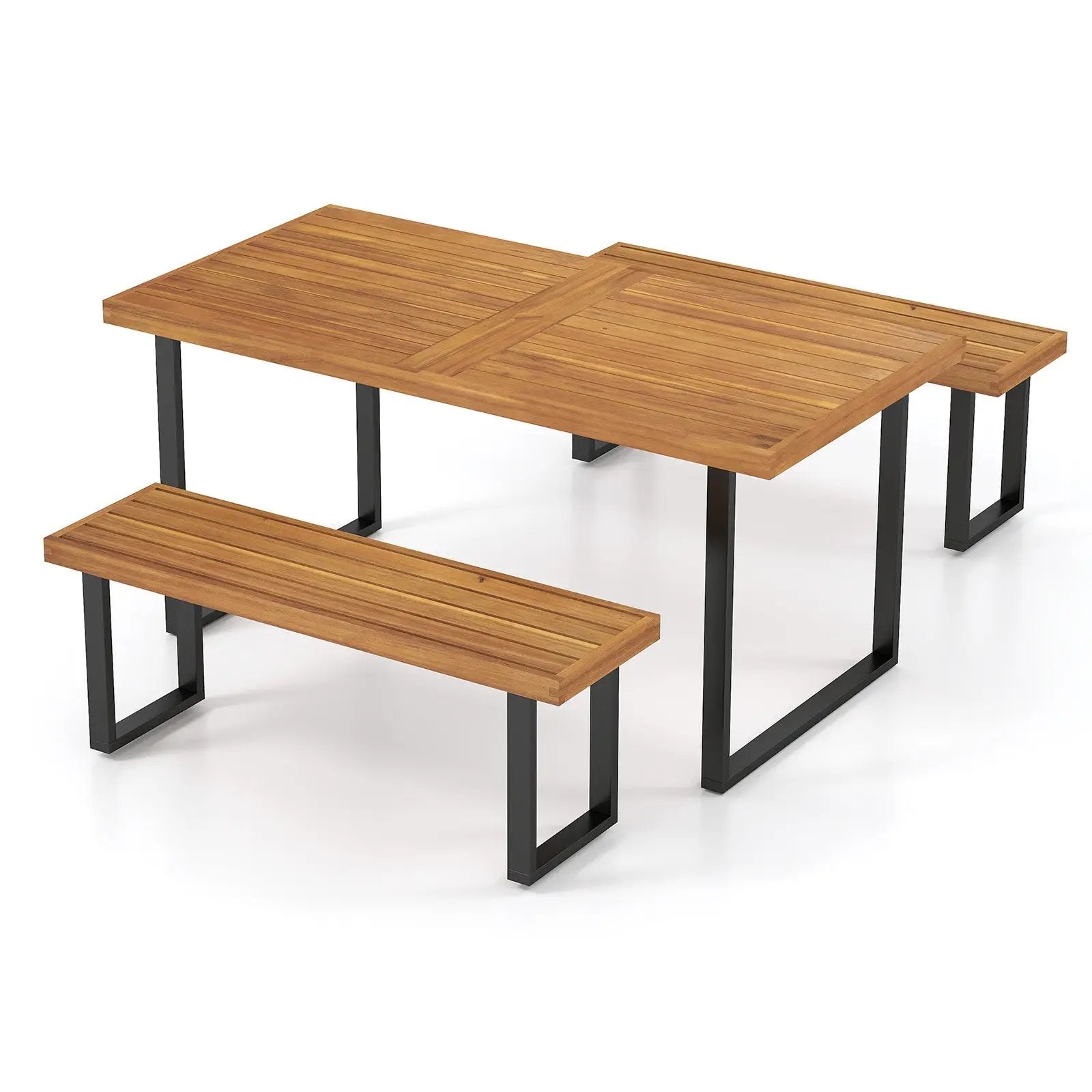 3 Pieces Patio Dining Table Set 63‚Äù Rectangle Table and 2 Backless Bench by DirectDeals