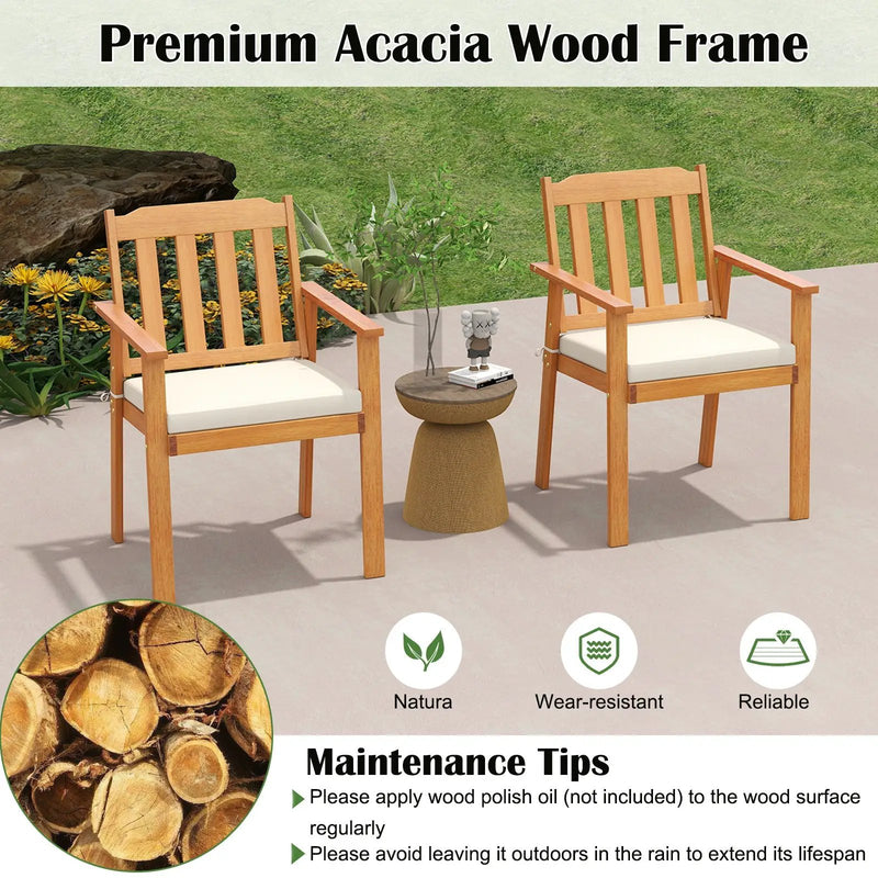 6 Pieces Patio Dining Table Set 63‚Äù Rectangle Table with 4 Acacia Wood Armchairs and Backless Bench by DirectDeals