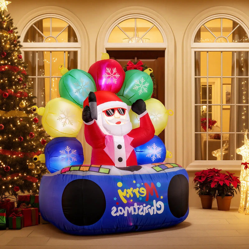 6 Feet Inflatable DJ Santa with Rotating Music Light and Flashing LEDs by DirectDeals