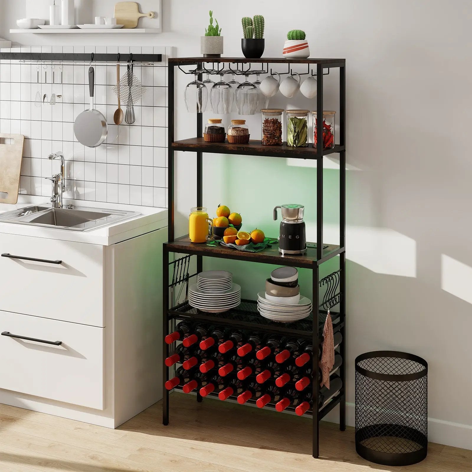 Wine Organizer with Power Outlet and Bottle Holders by DirectDeals