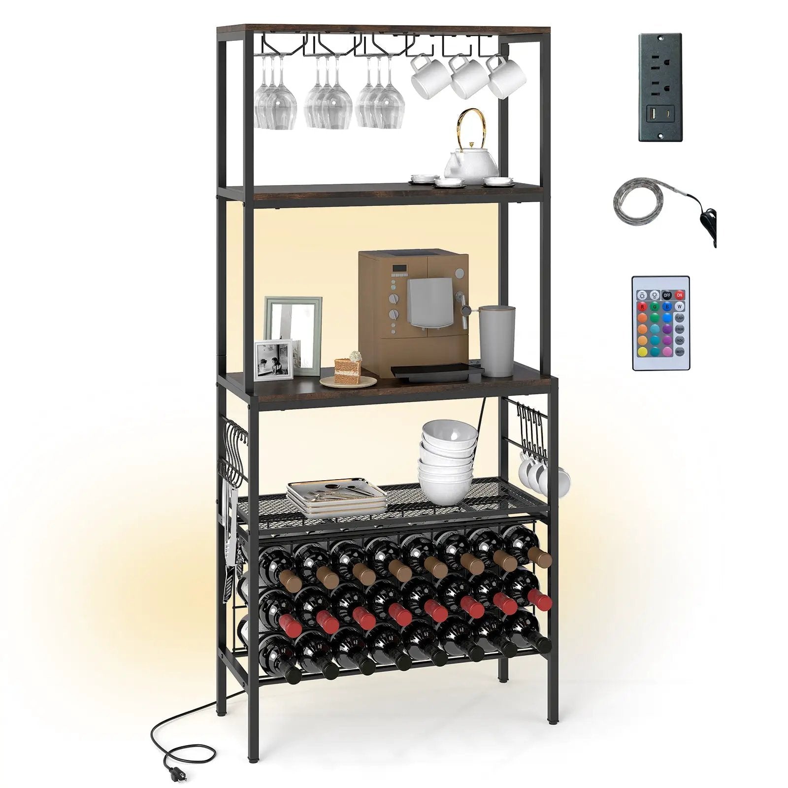 Wine Organizer with Power Outlet and Bottle Holders by DirectDeals