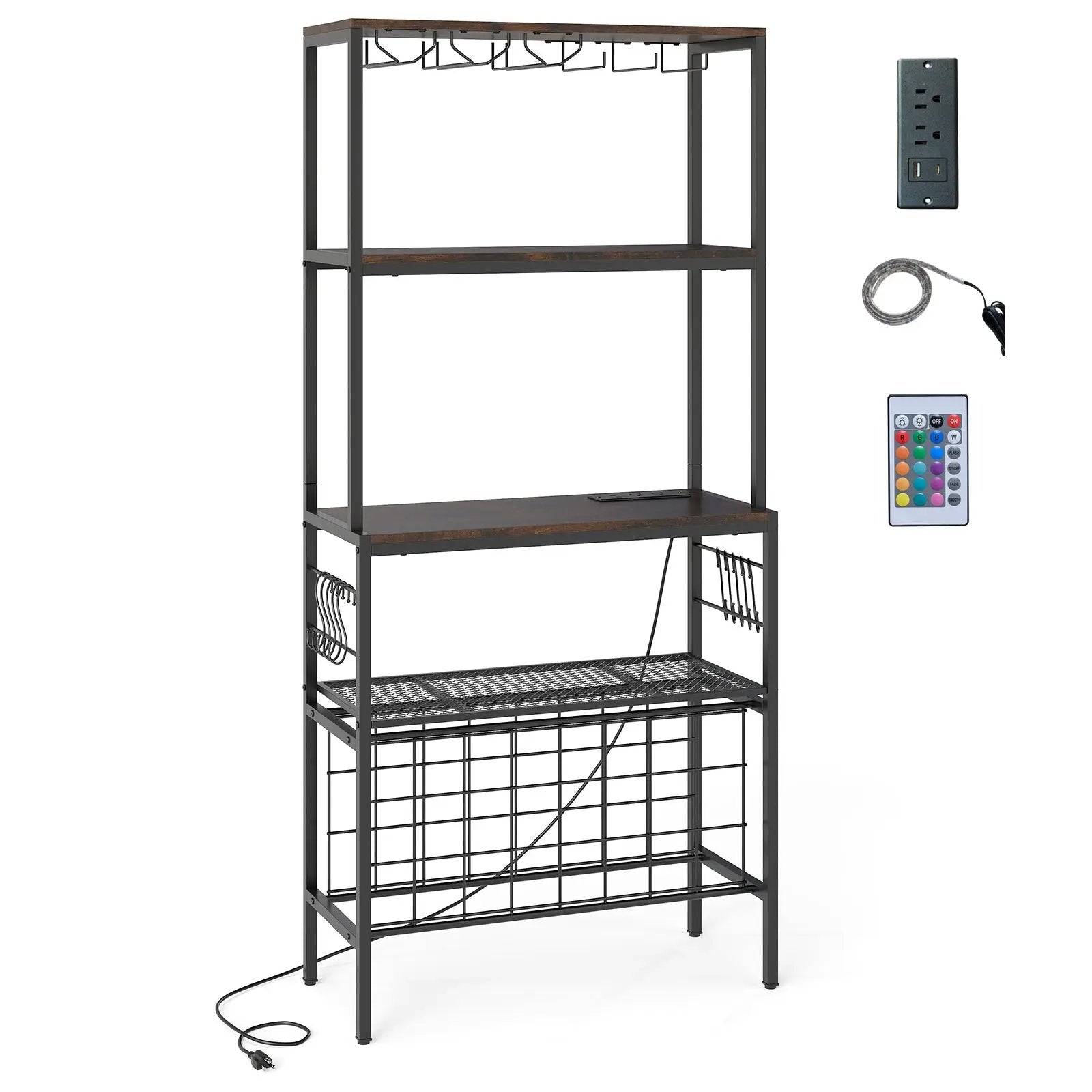 Wine Organizer with Power Outlet and Bottle Holders by DirectDeals