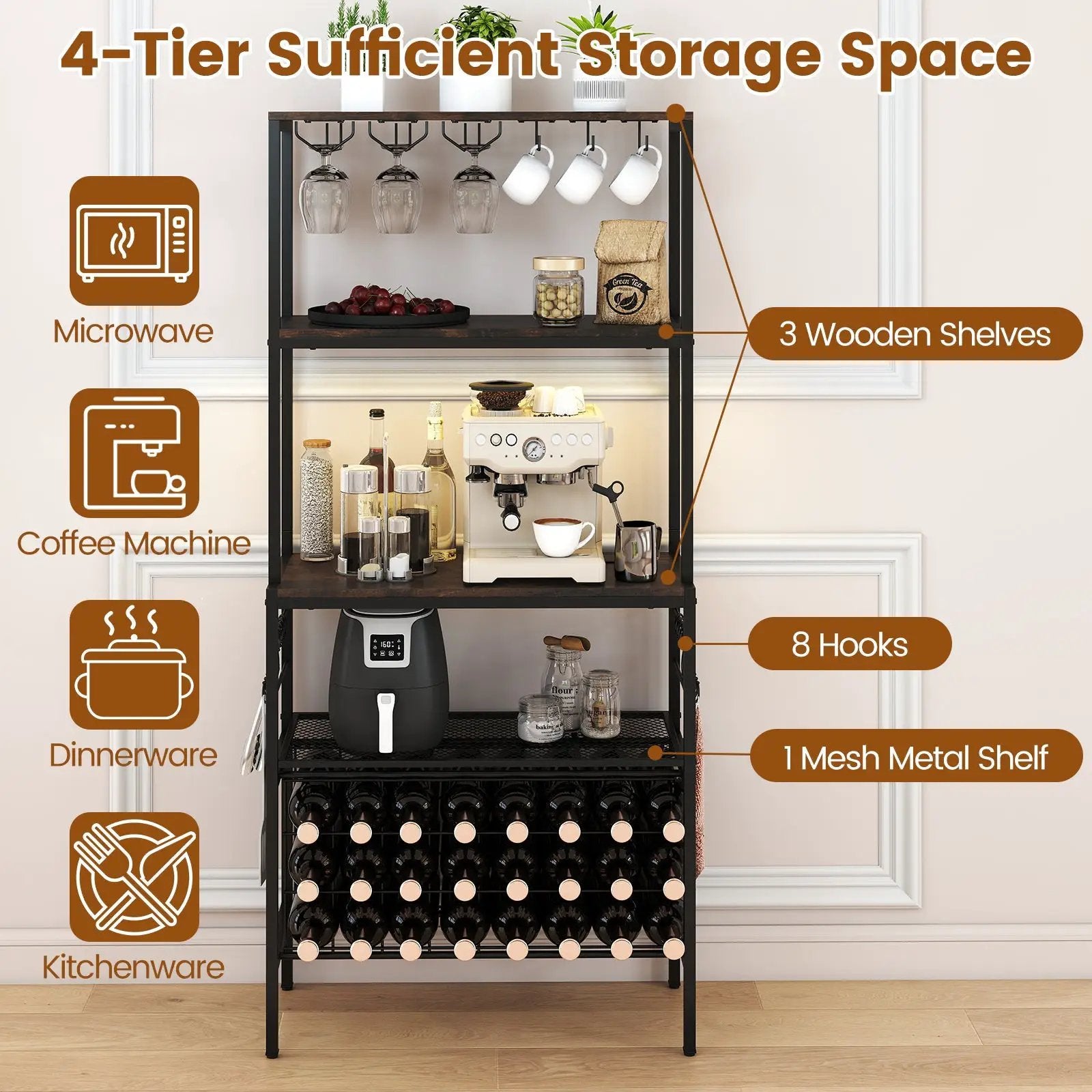 Wine Organizer with Power Outlet and Bottle Holders by DirectDeals