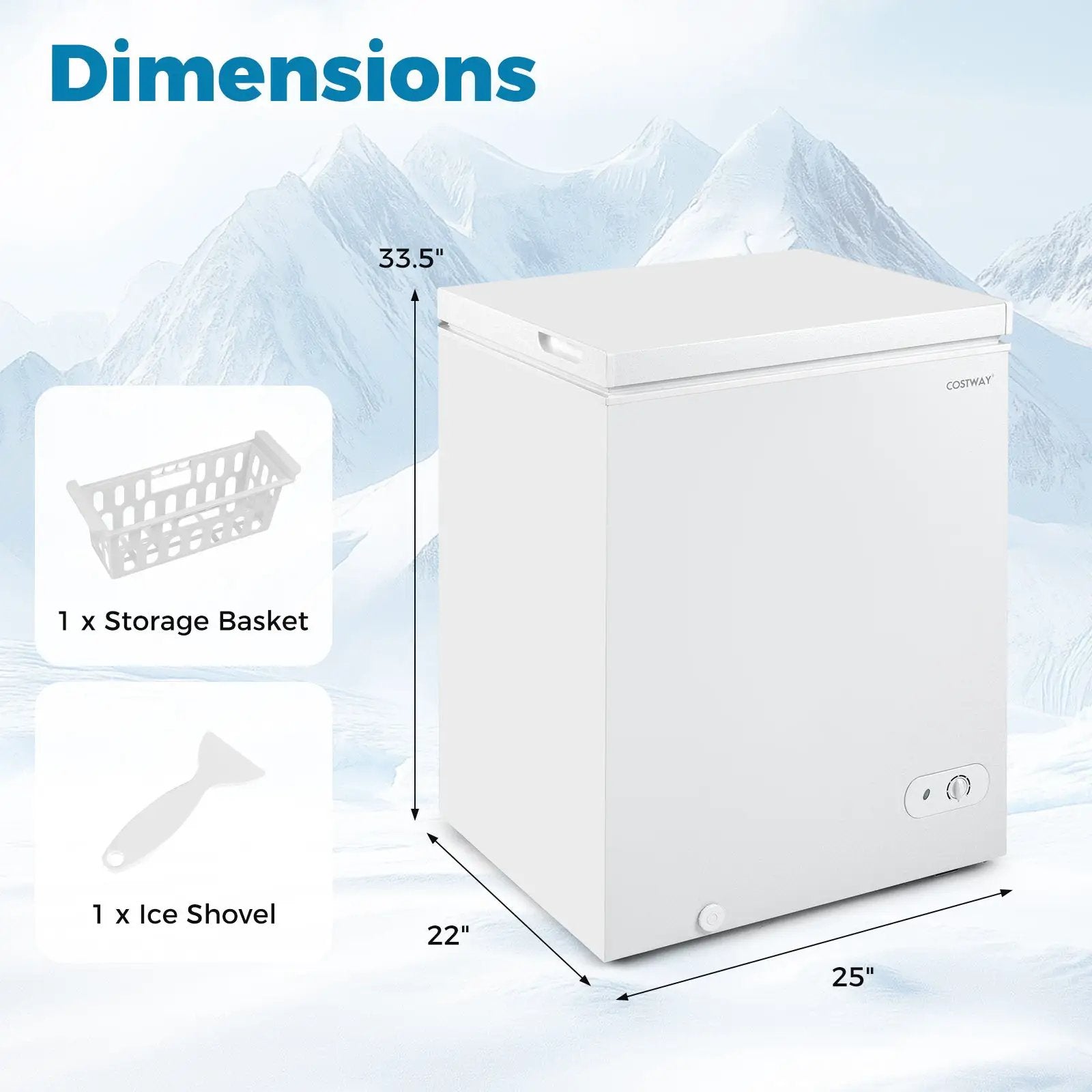 141 L/5 Cu.Ft Compact Chest Freezer with 7-Gear Adjustable Temperature-White by DirectDeals