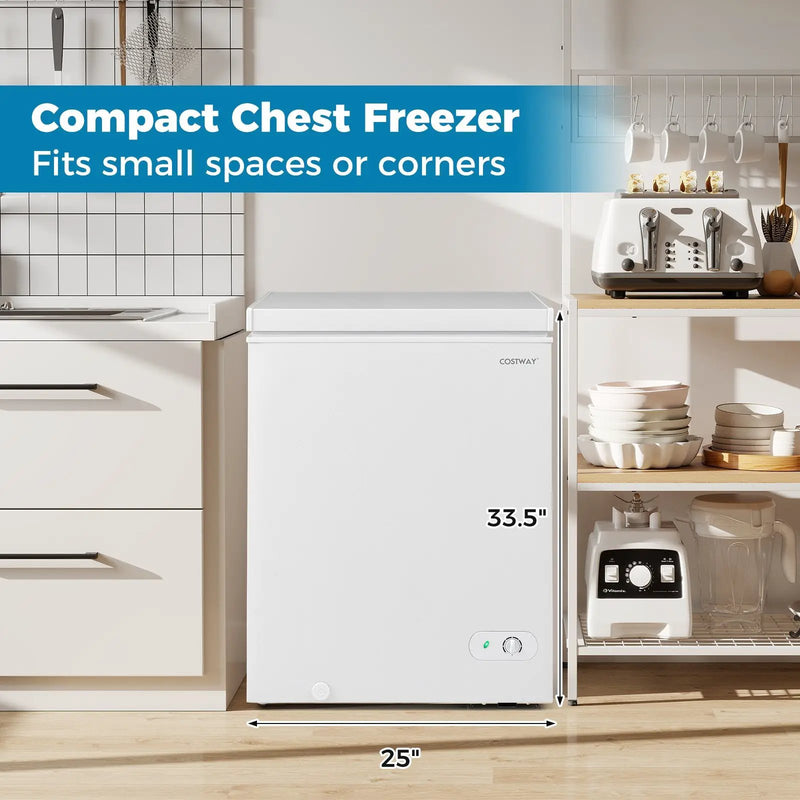 141 L/5 Cu.Ft Compact Chest Freezer with 7-Gear Adjustable Temperature-White by DirectDeals
