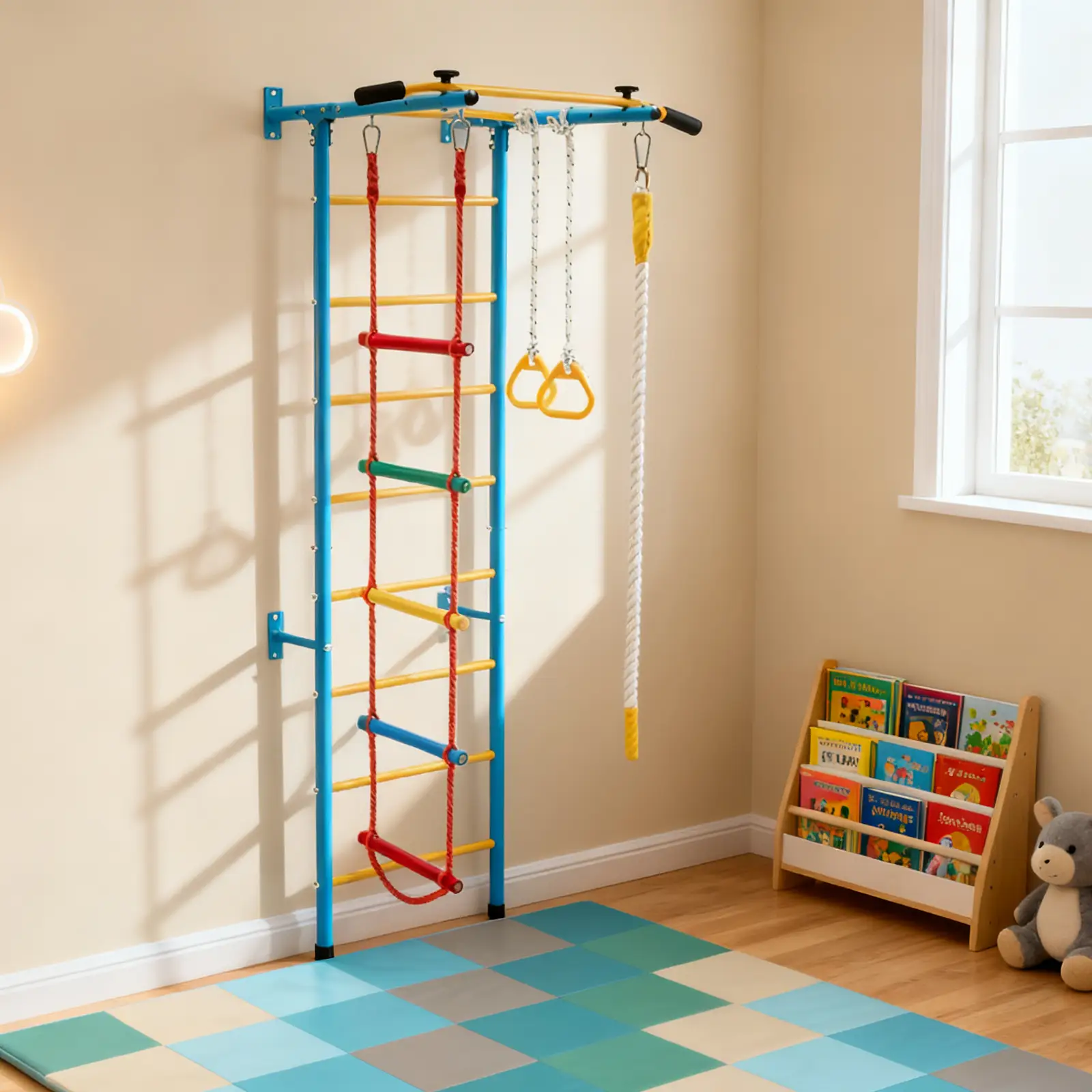 5-in-1 Swedish Ladder with Folding Baby Play Mat for Solid Wall by DirectDeals
