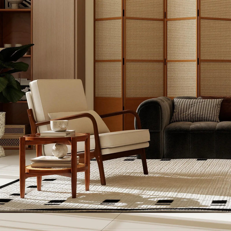 3 Piece Rattan and Wood Living Room Set with Side Table Coffee Table and TV Stand by DirectDeals