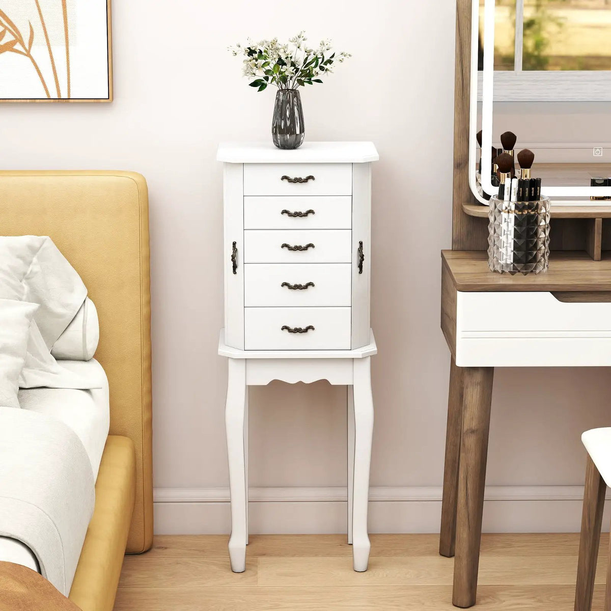 Standing Jewelry Box with 4 Drawers and 2 Side Doors by DirectDeals