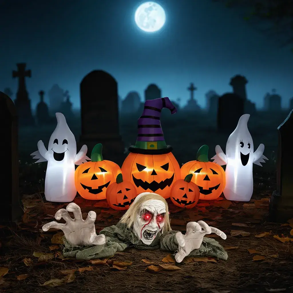 Halloween Groundbreaker Climbing Zombie+Inflatable Pumpkins by DirectDeals