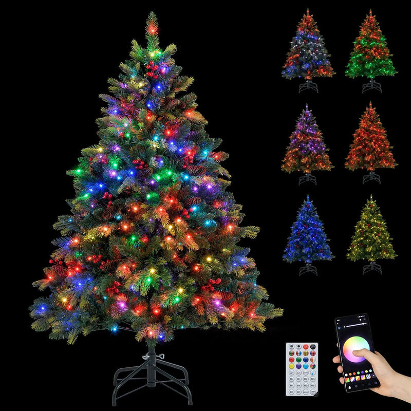 5/6/7/8 FT Artificial Christmas Tree with LED Lights and Remote APP Control by DirectDeals