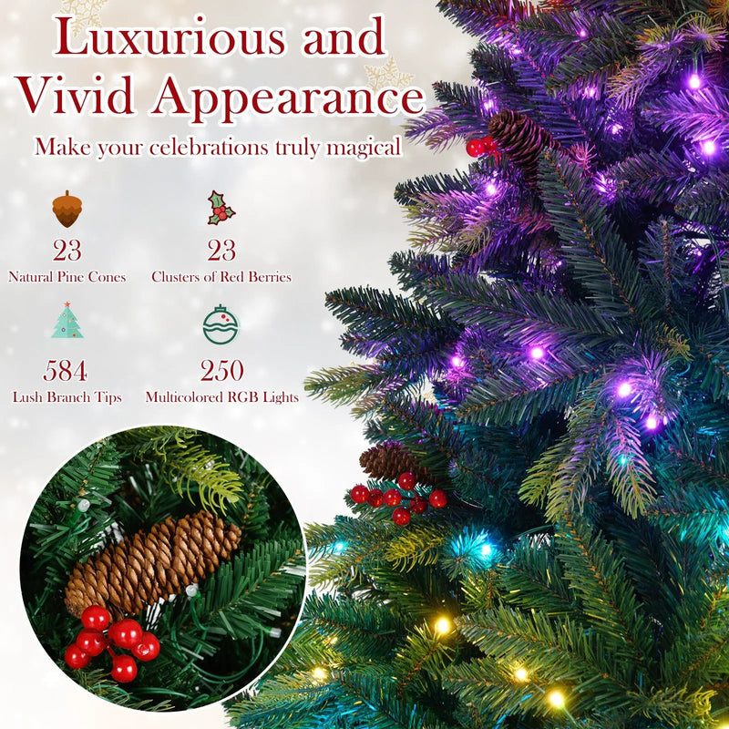 5/6/7/8 FT Artificial Christmas Tree with LED Lights and Remote APP Control by DirectDeals