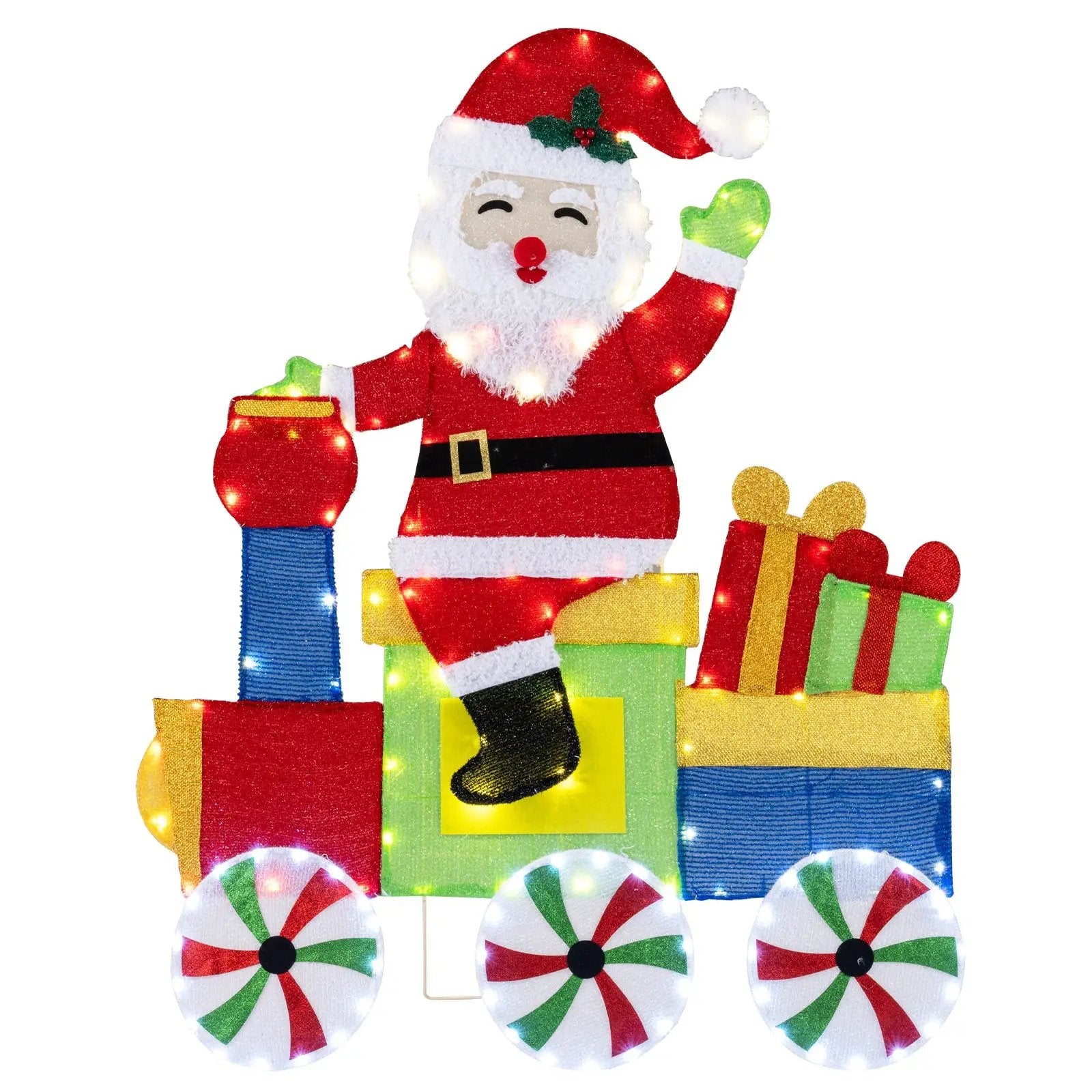 Lighted Santa on Train Christmas Decoration with LED Lights by DirectDeals
