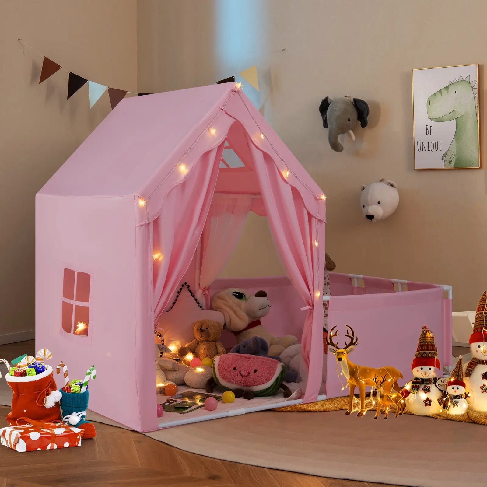 Kids Play Tent with Playpen 2-in-1 Toddler Playhouse with Yard by DirectDeals