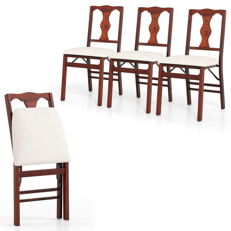 Folding Chairs Set of 4 Upholstered Dining Chairs with Comfy Padded Seats-Brown by DirectDeals