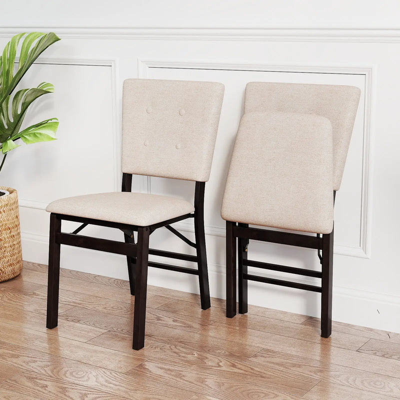 Foldable Dining Chair Set of 2 Armless Kitchen Chair with Padded Seat and Tilt Backrest by DirectDeals