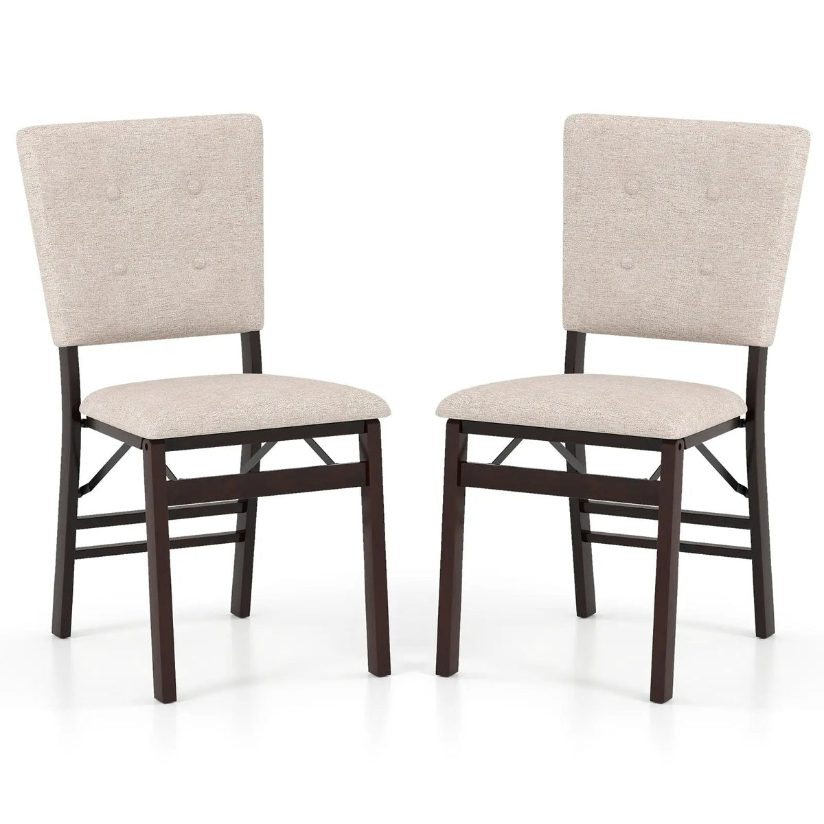Foldable Dining Chair Set of 2 Armless Kitchen Chair with Padded Seat and Tilt Backrest by DirectDeals