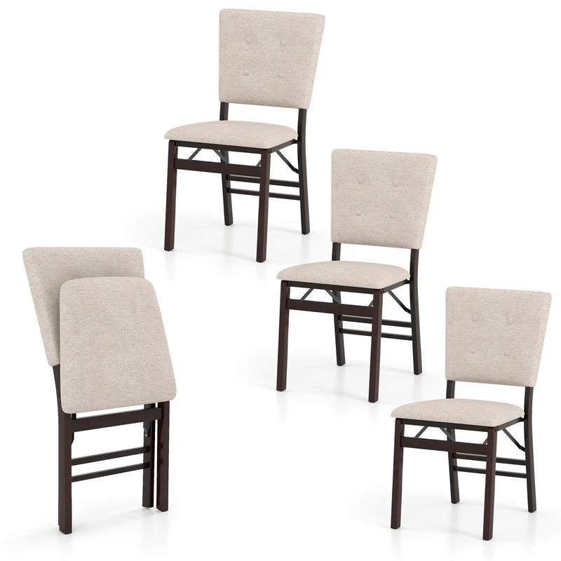 Foldable Dining Chair Set of 4 Armless Kitchen Chair with Padded Seat and Tilt Backrest by DirectDeals