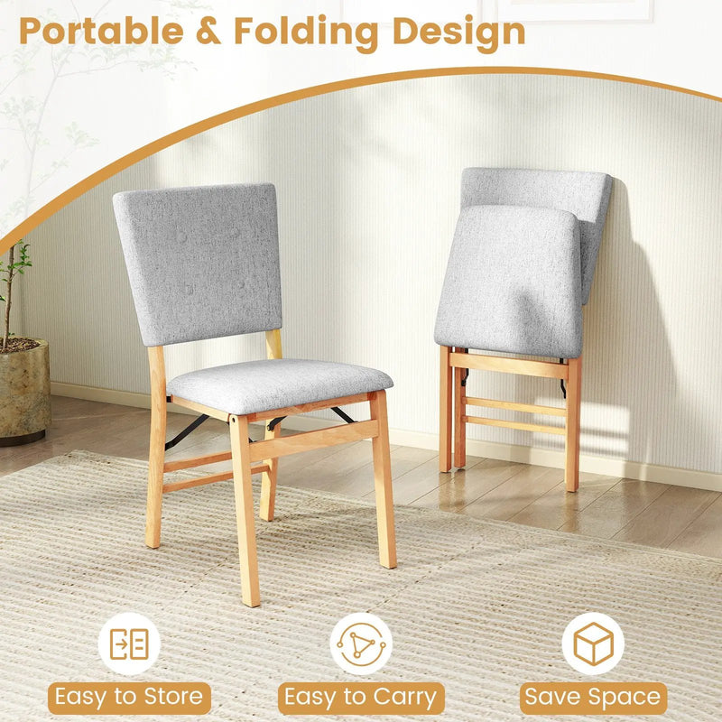 Foldable Dining Chair Set of 4 Armless Kitchen Chair with Padded Seat and Tilt Backrest by DirectDeals
