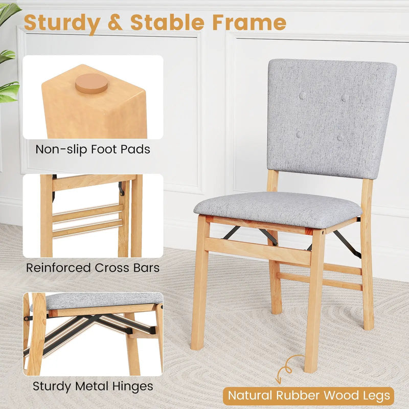 Foldable Dining Chair Set of 4 Armless Kitchen Chair with Padded Seat and Tilt Backrest by DirectDeals