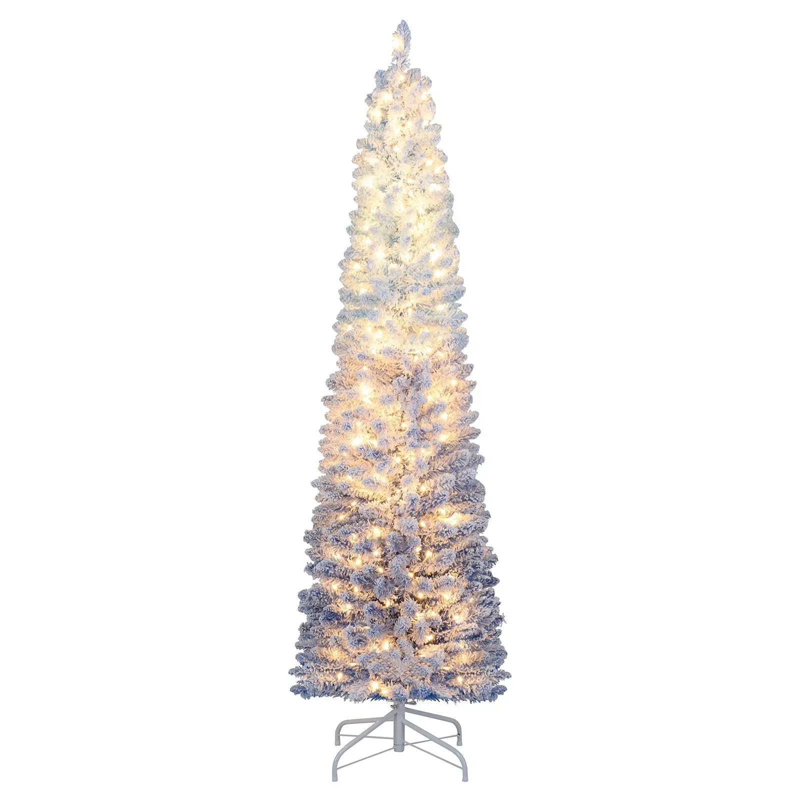 6/7 Feet Snow-flocked Artificial Christmas Tree with 220/290 Warm White LED Lights by DirectDeals