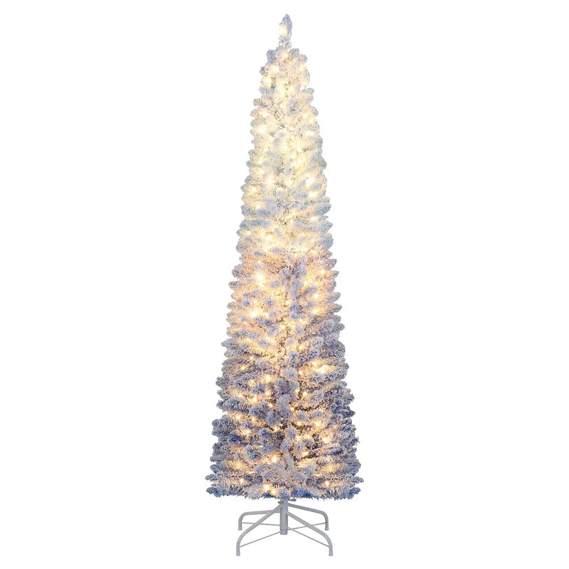 6/7 Feet Snow-flocked Artificial Christmas Tree with 220/290 Warm White LED Lights by DirectDeals