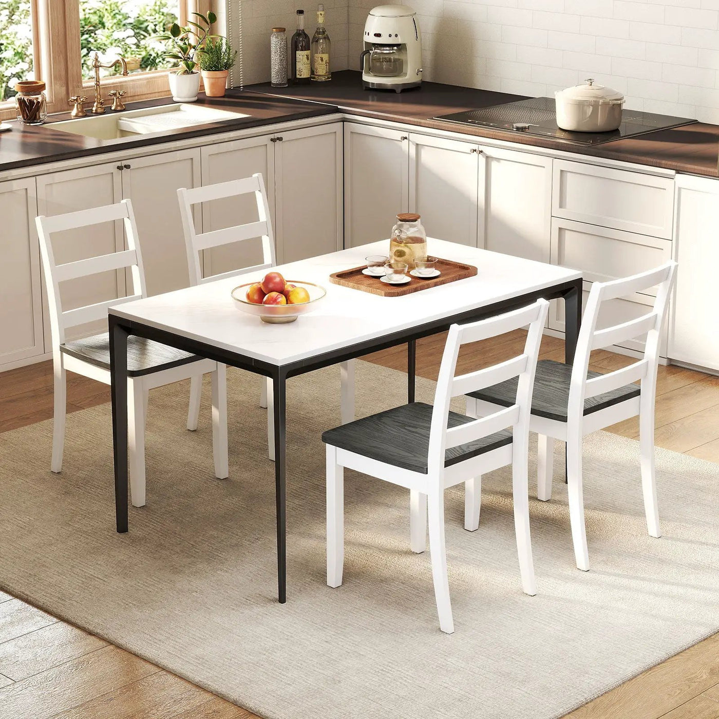 Set of 4 Wood Dining Chairs with Solid Rubber Wood Legs by DirectDeals