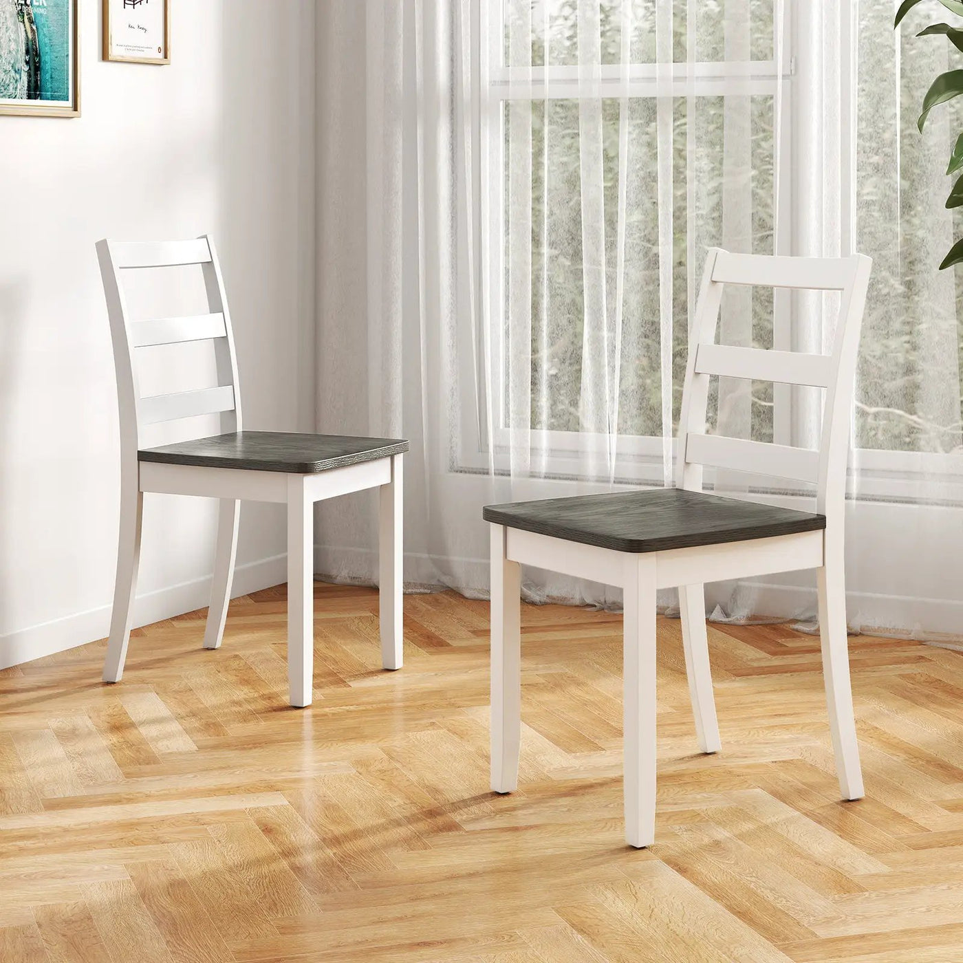 Set of 4 Wood Dining Chairs with Solid Rubber Wood Legs by DirectDeals