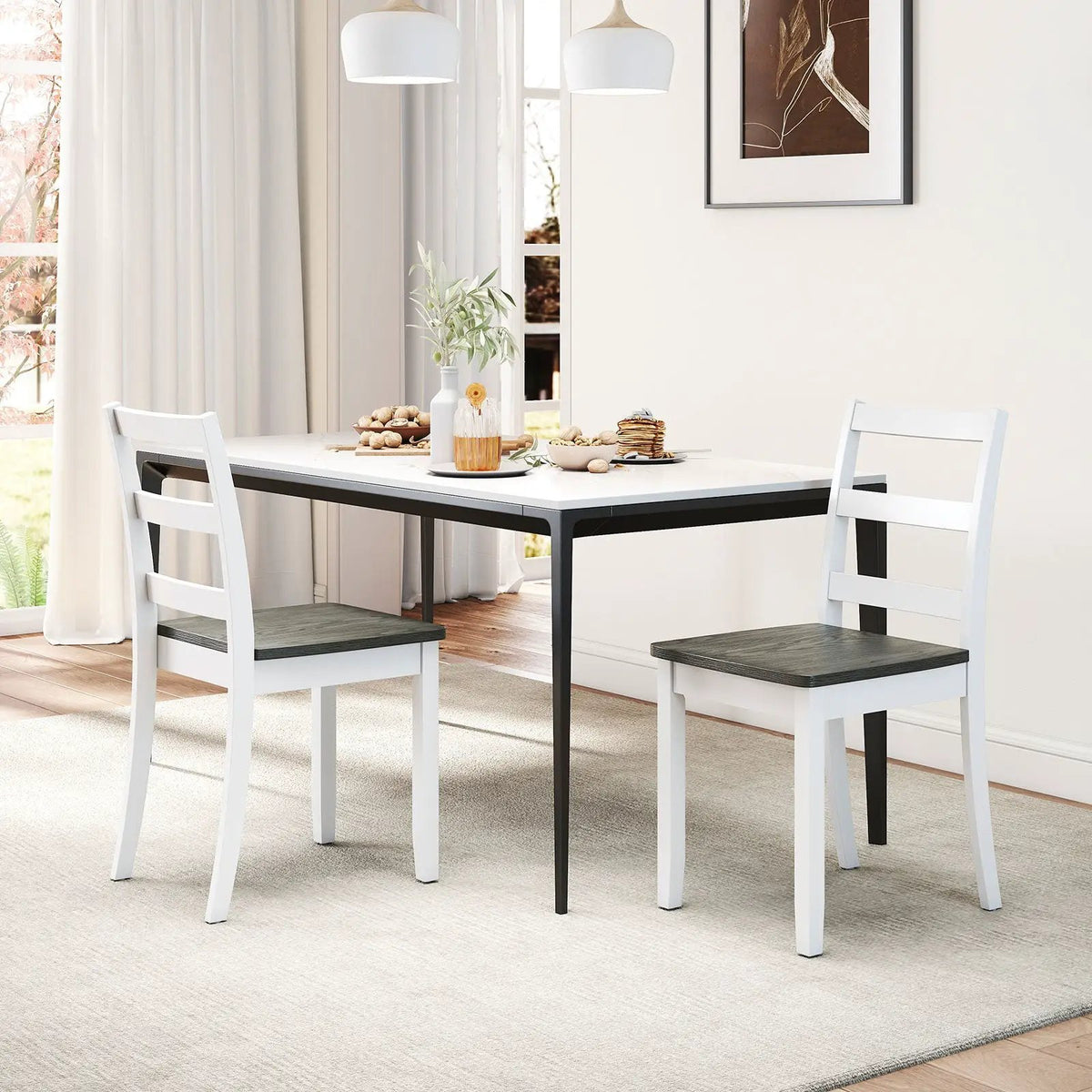 Set of 4 Wood Dining Chairs with Solid Rubber Wood Legs by DirectDeals