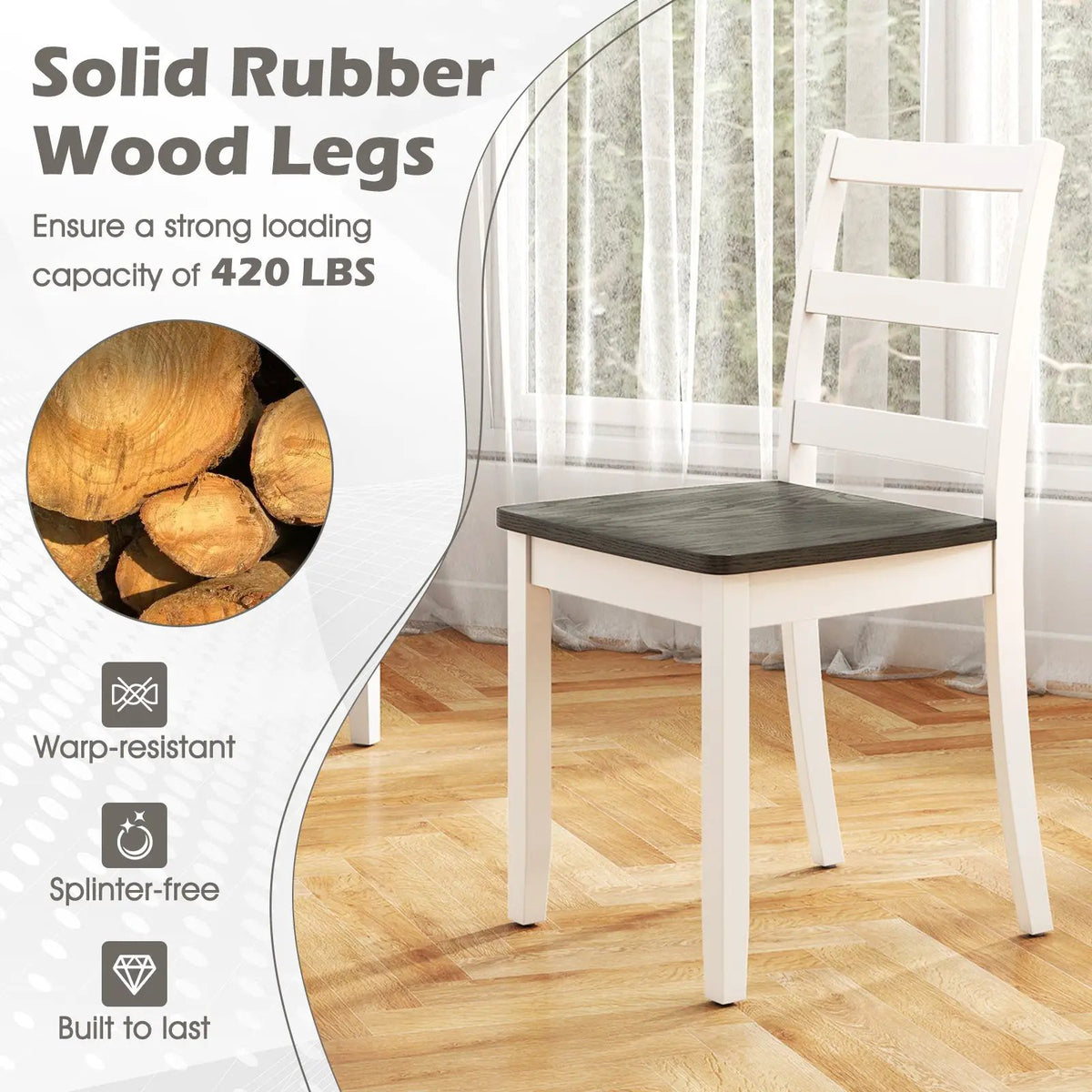 Set of 4 Wood Dining Chairs with Solid Rubber Wood Legs by DirectDeals