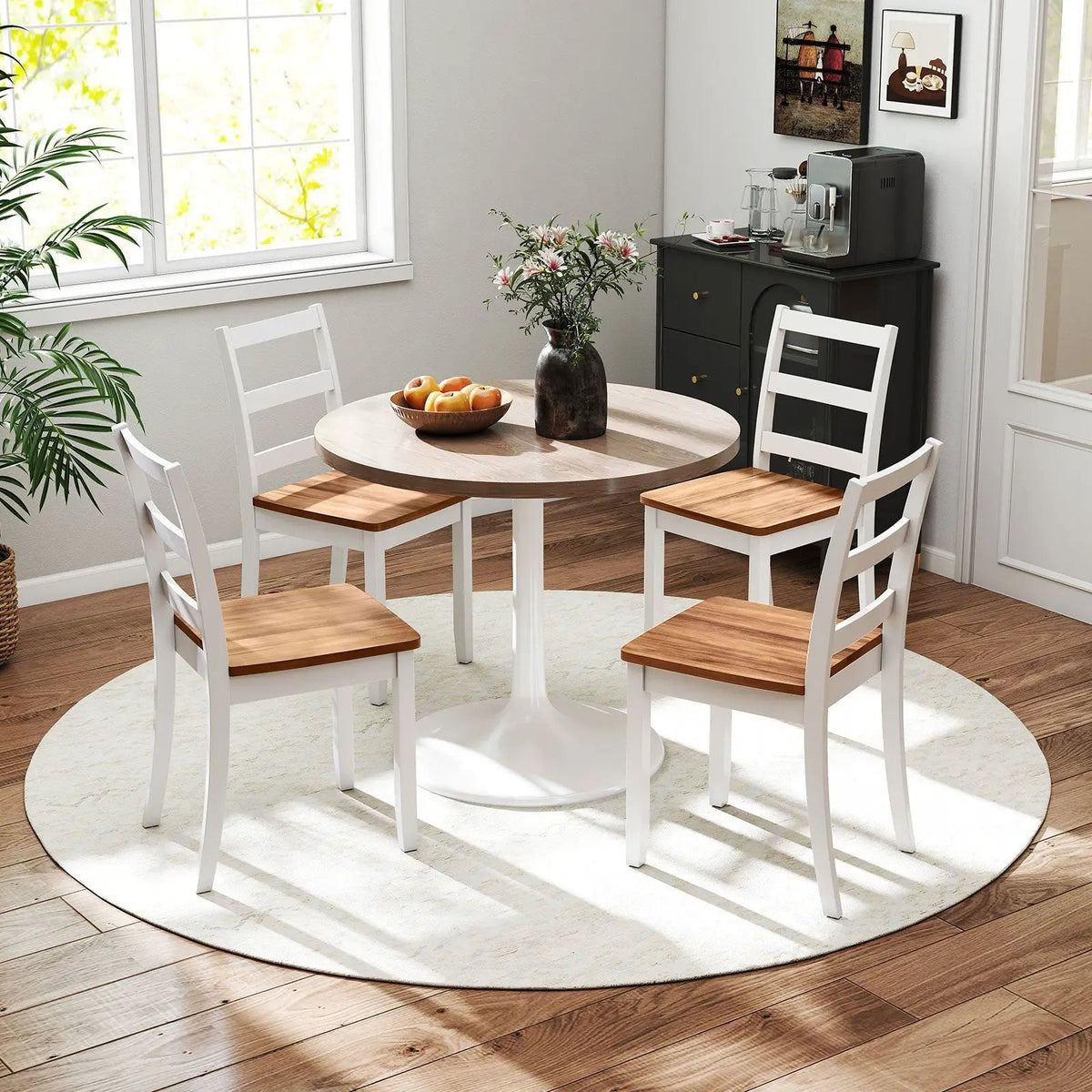 Set of 4 Wood Dining Chairs with Solid Rubber Wood Legs by DirectDeals