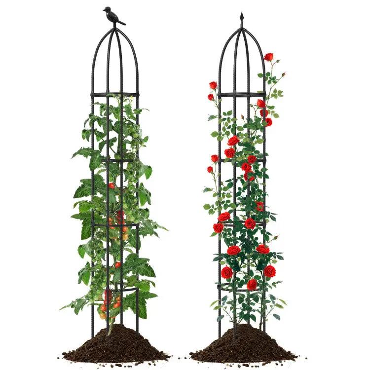 Metal Garden Arch and Obelisk Trellis Set for Climbing Plants by DirectDeals