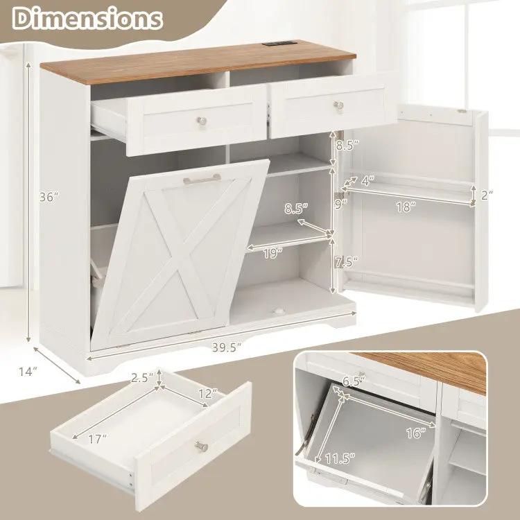 Dining Room Set: Tall Storage Cabinet and Trash Can Cabinet and Wall Mount Storage Organizer by DirectDeals