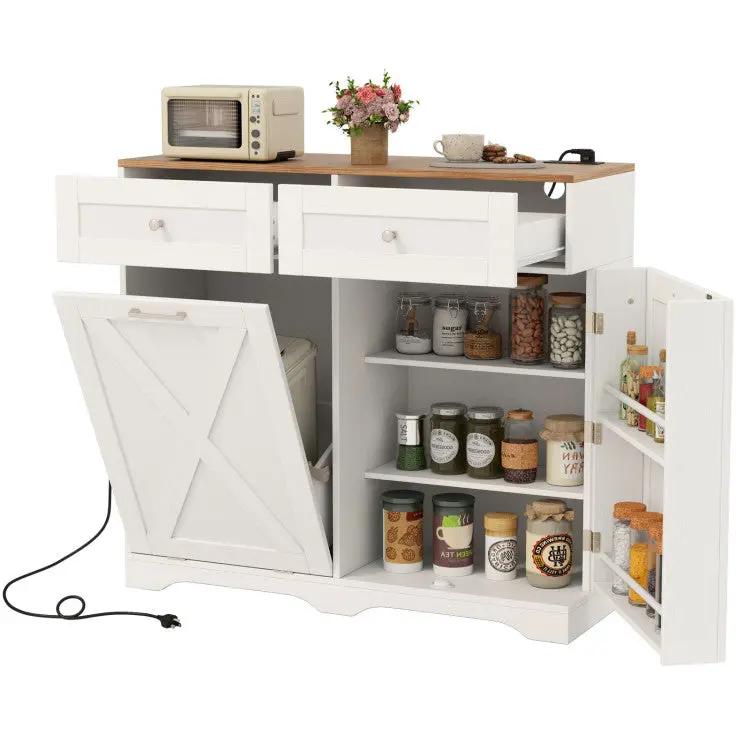 Dining Room Set: Tall Storage Cabinet and Trash Can Cabinet and Wall Mount Storage Organizer by DirectDeals
