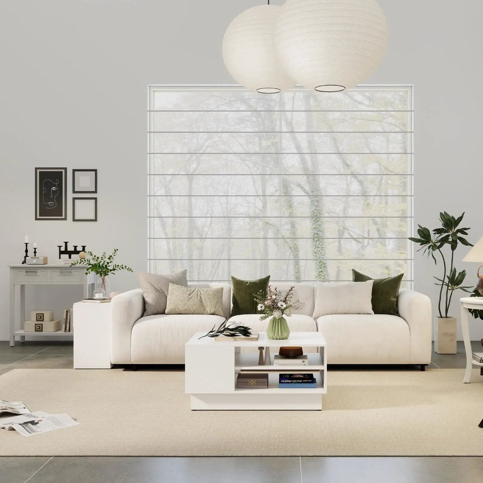 5-Piece Modern Living Room Furniture Set: Side table+Coffee table+Console table+Bookcase+Corner shelf by DirectDeals