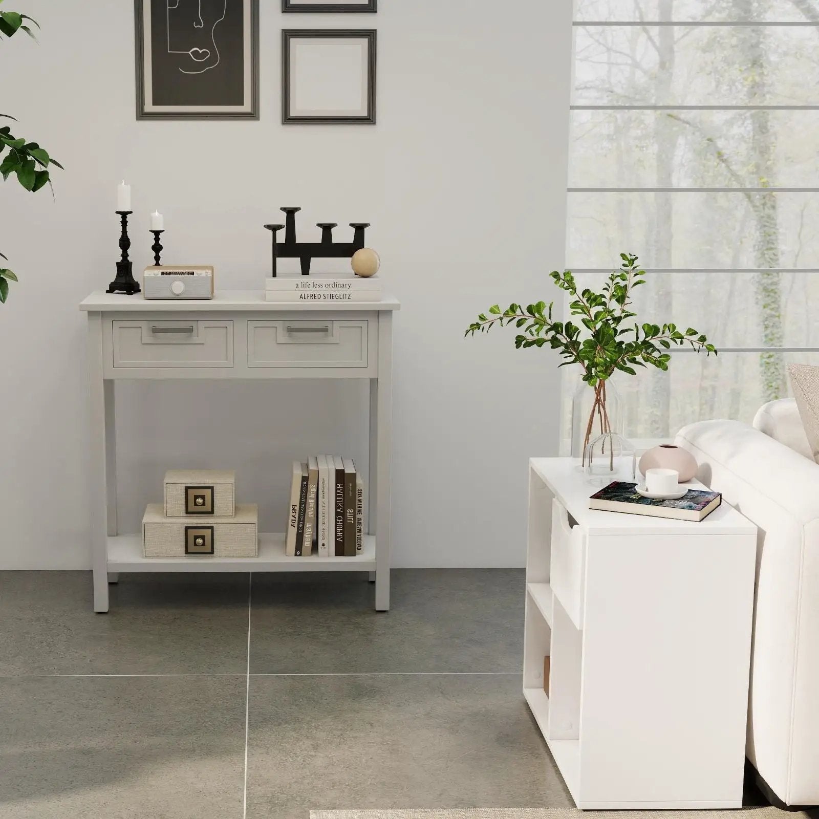 5-Piece Modern Living Room Furniture Set: Side table+Coffee table+Console table+Bookcase+Corner shelf by DirectDeals