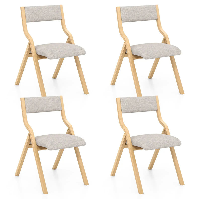 Folding Dining Chair Set of 4 Wooden Upholstered Dining Chairs with Solid Wood Frame by DirectDeals
