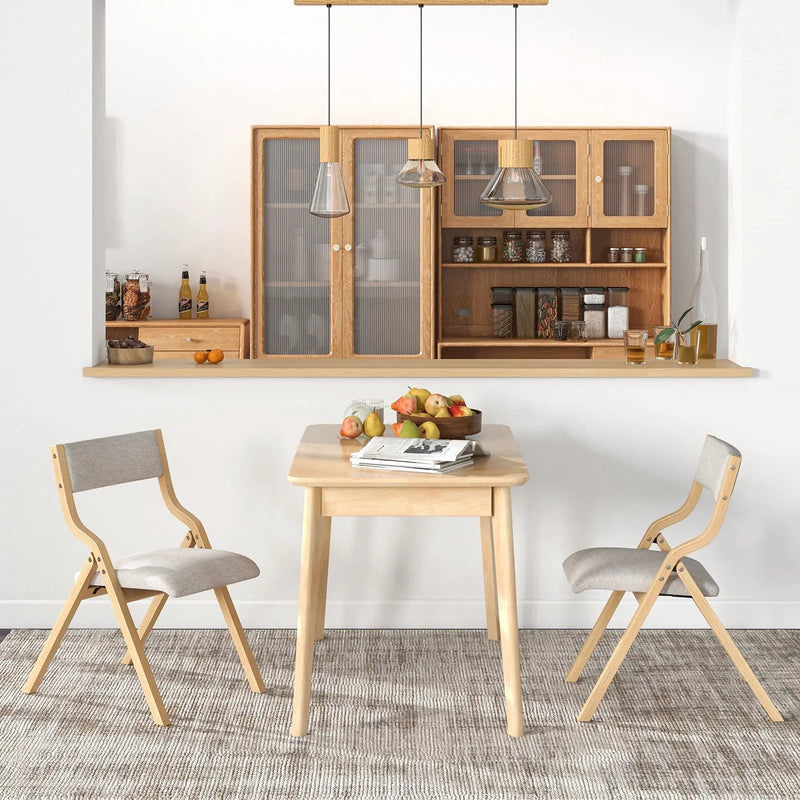Folding Dining Chair Set of 4 Wooden Upholstered Dining Chairs with Solid Wood Frame by DirectDeals